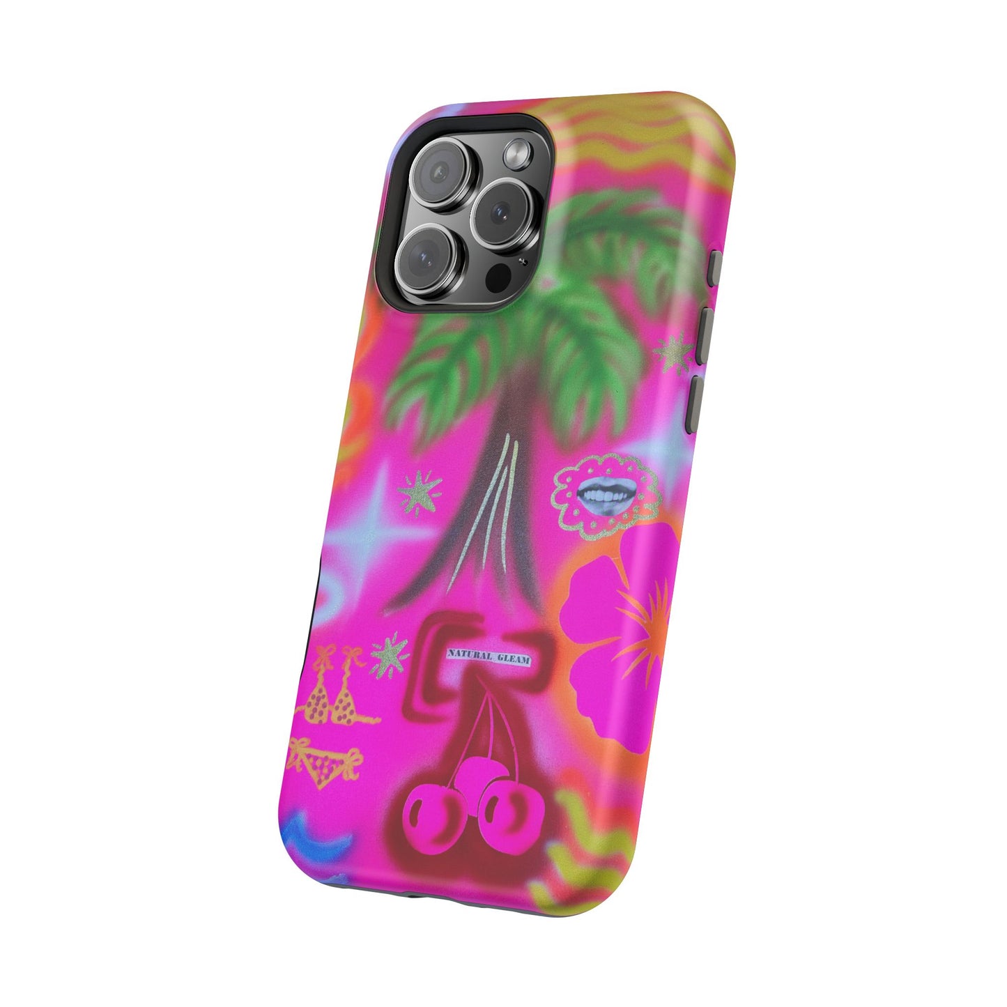 MagSafe "neon pink palms" Airbrush iPhone-Hülle