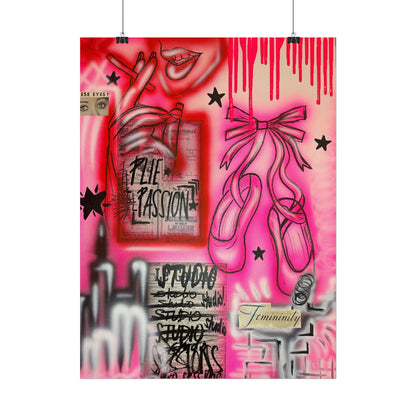 "plié passion" airbrush rolled print
