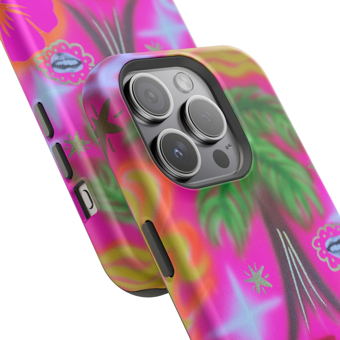 MagSafe "neon pink palms" Airbrush iPhone-Hülle