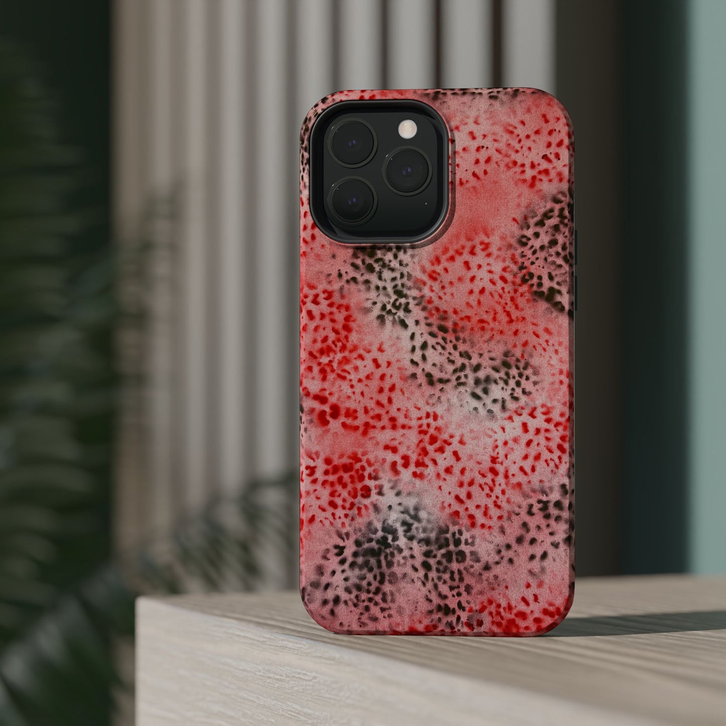 MagSafe "red cheetah" airbrush iPhone case