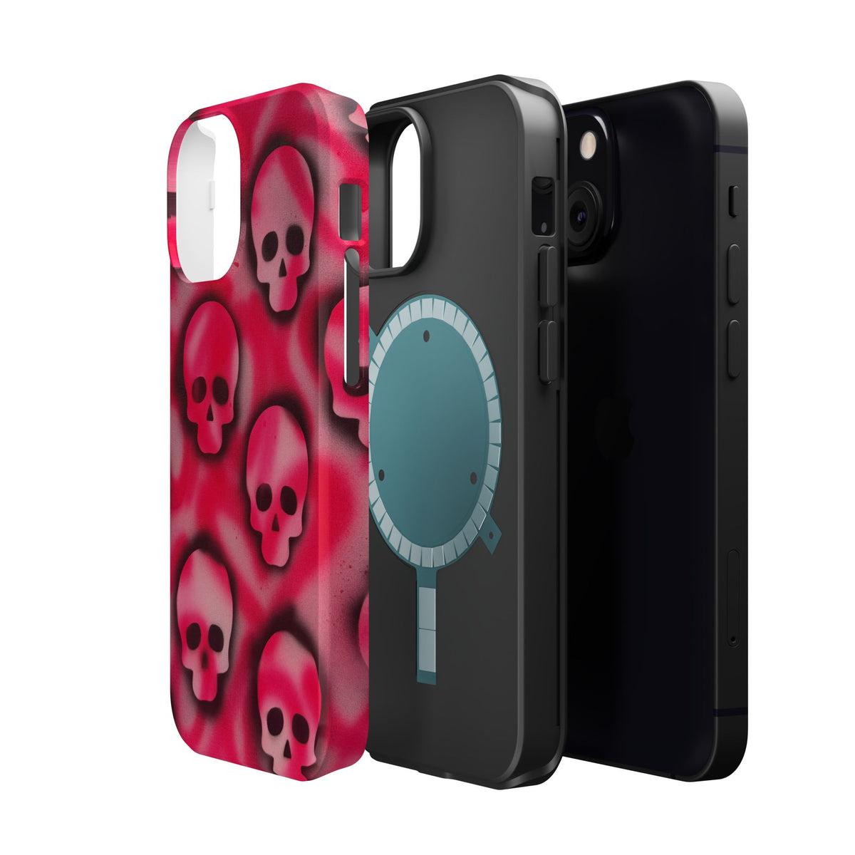 MagSafe "pink skully" airbrush iPhone case