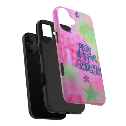 "need $$ for matcha" airbrush iPhone case