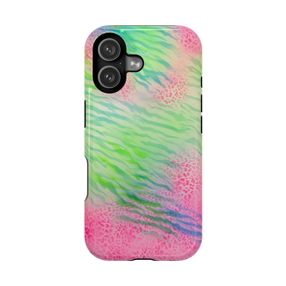 MagSafe "teal cheetah" airbrush iPhone case