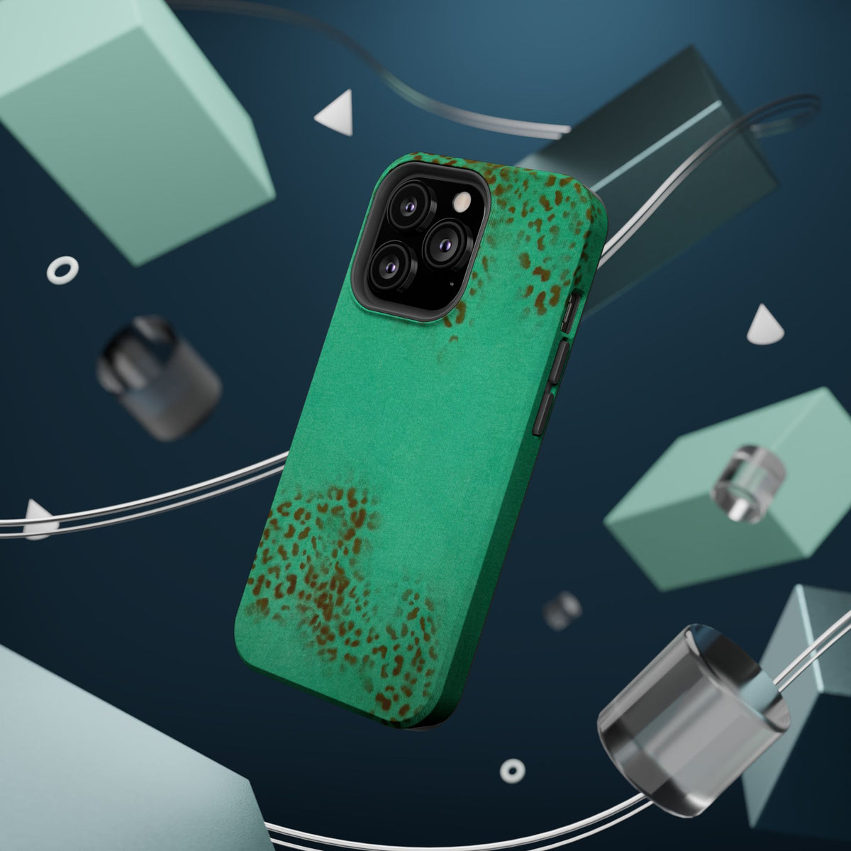 MagSafe "teal cheetah" airbrush iPhone case