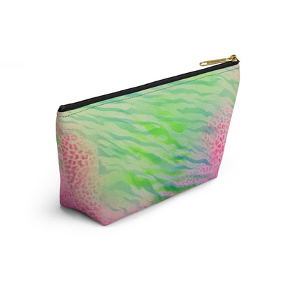 "teal cheetah" airbrush makeup pouch