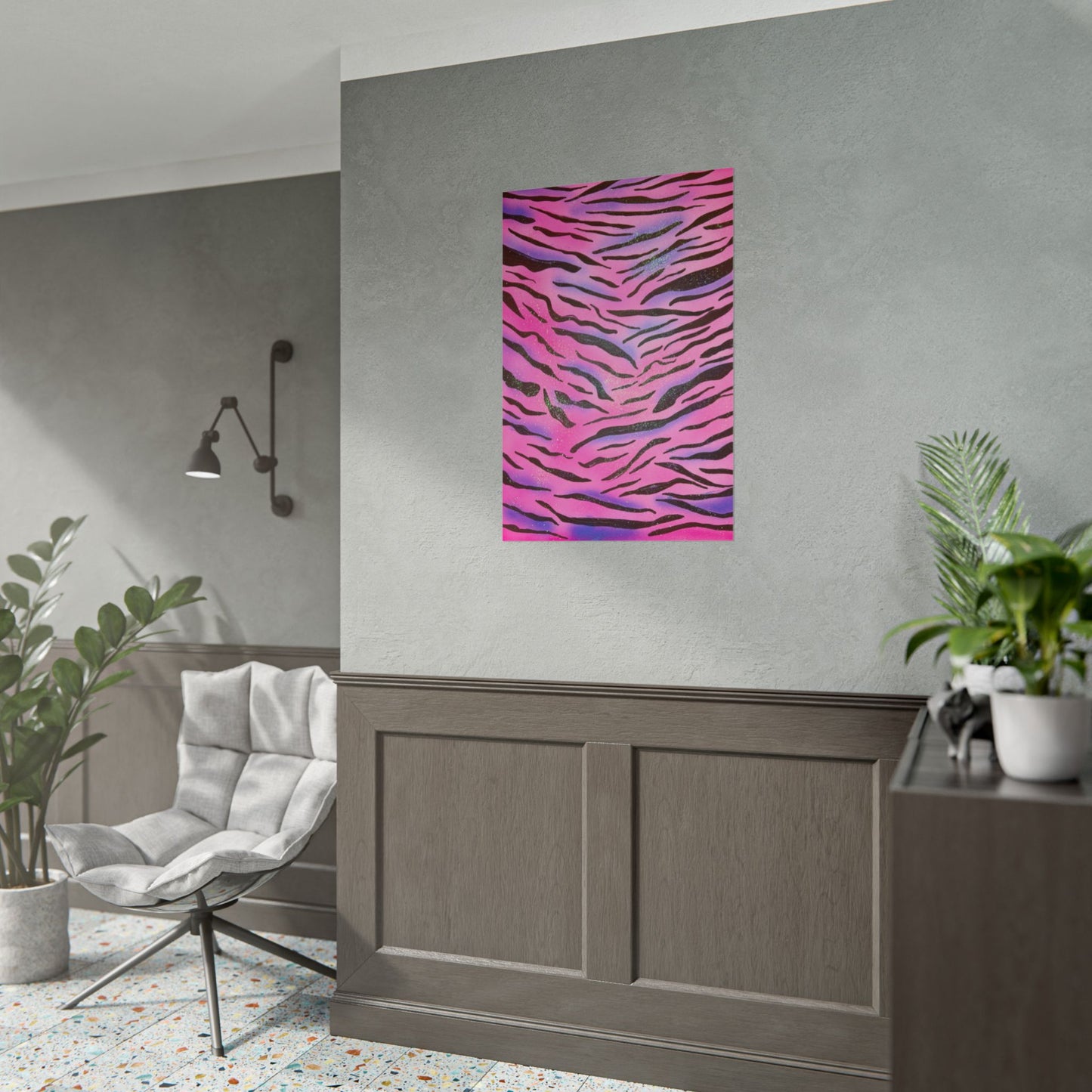 "glitter zebra" airbrush rolled print