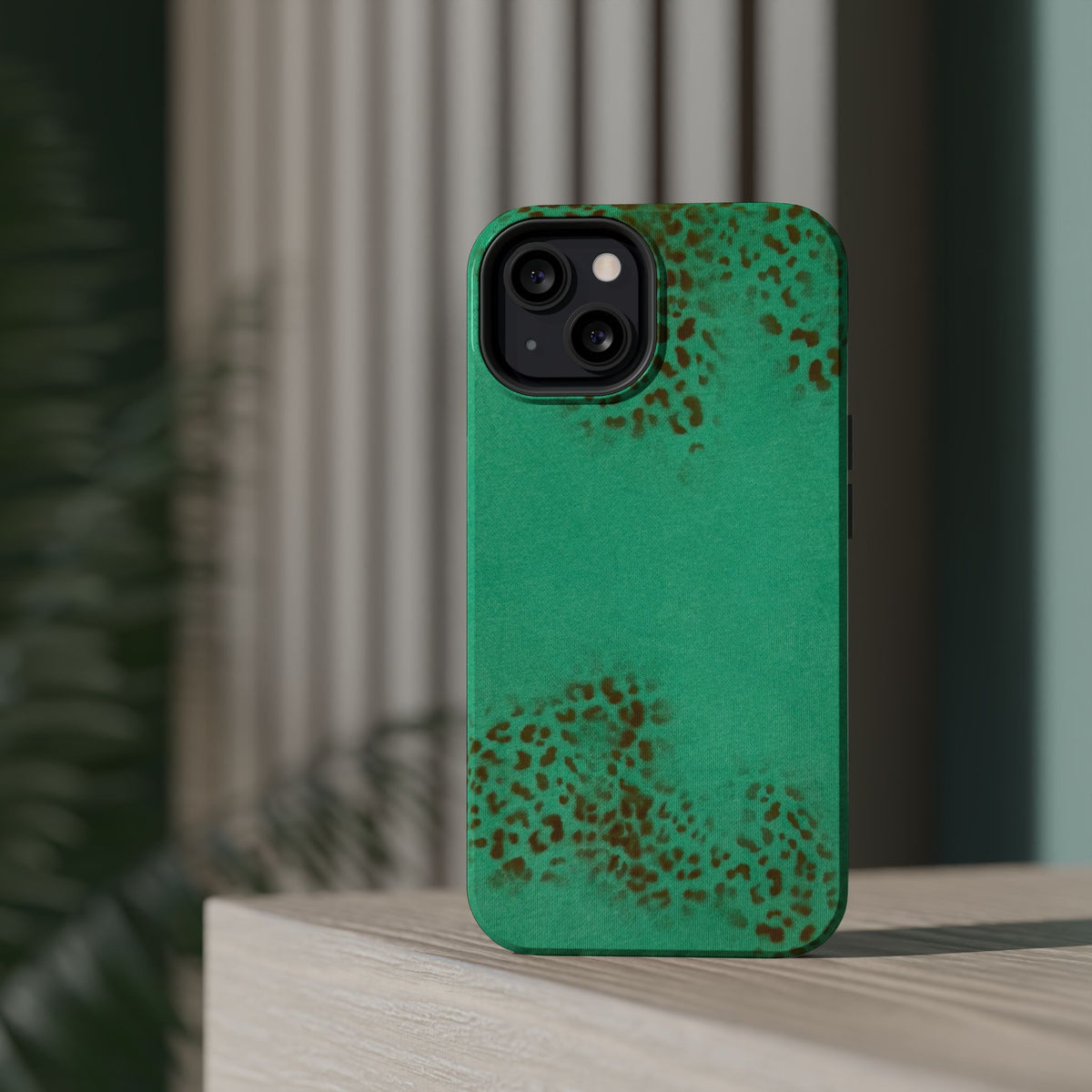 MagSafe "teal cheetah" airbrush iPhone case