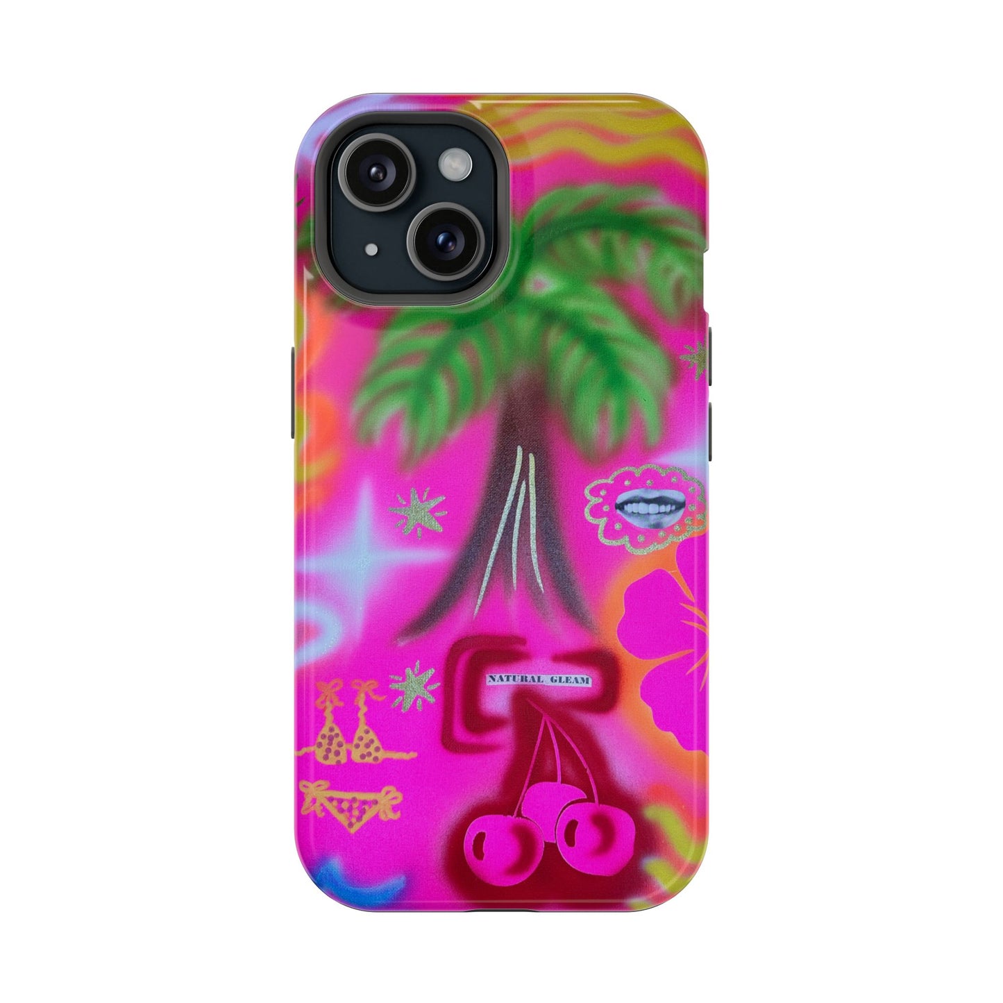 MagSafe "neon pink palms" Airbrush iPhone-Hülle