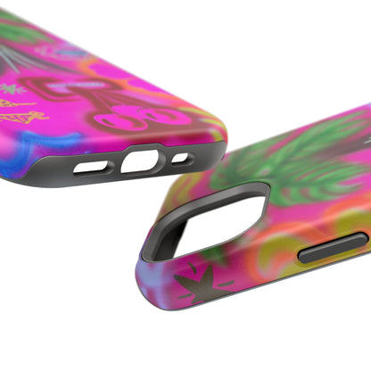 MagSafe "neon pink palms" Airbrush iPhone-Hülle