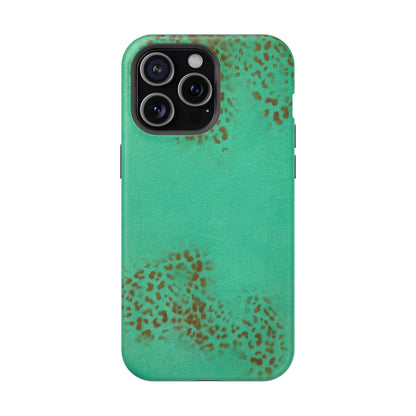 MagSafe "teal cheetah" airbrush iPhone case