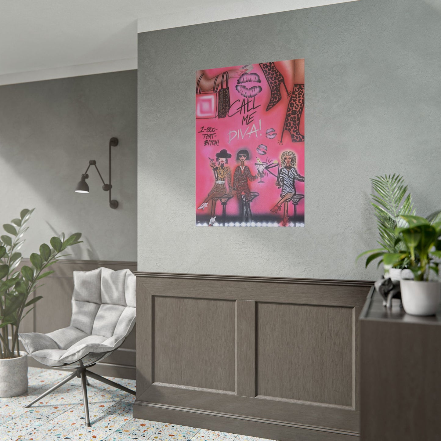 "party diva!" airbrush rolled print