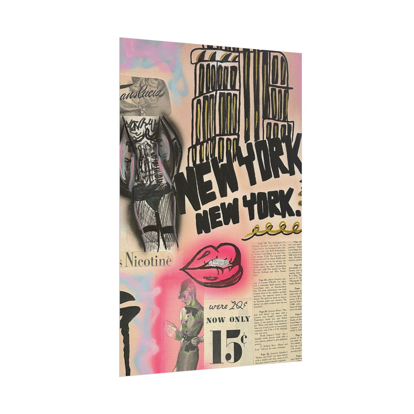 "new york, new york" airbrush rolled print