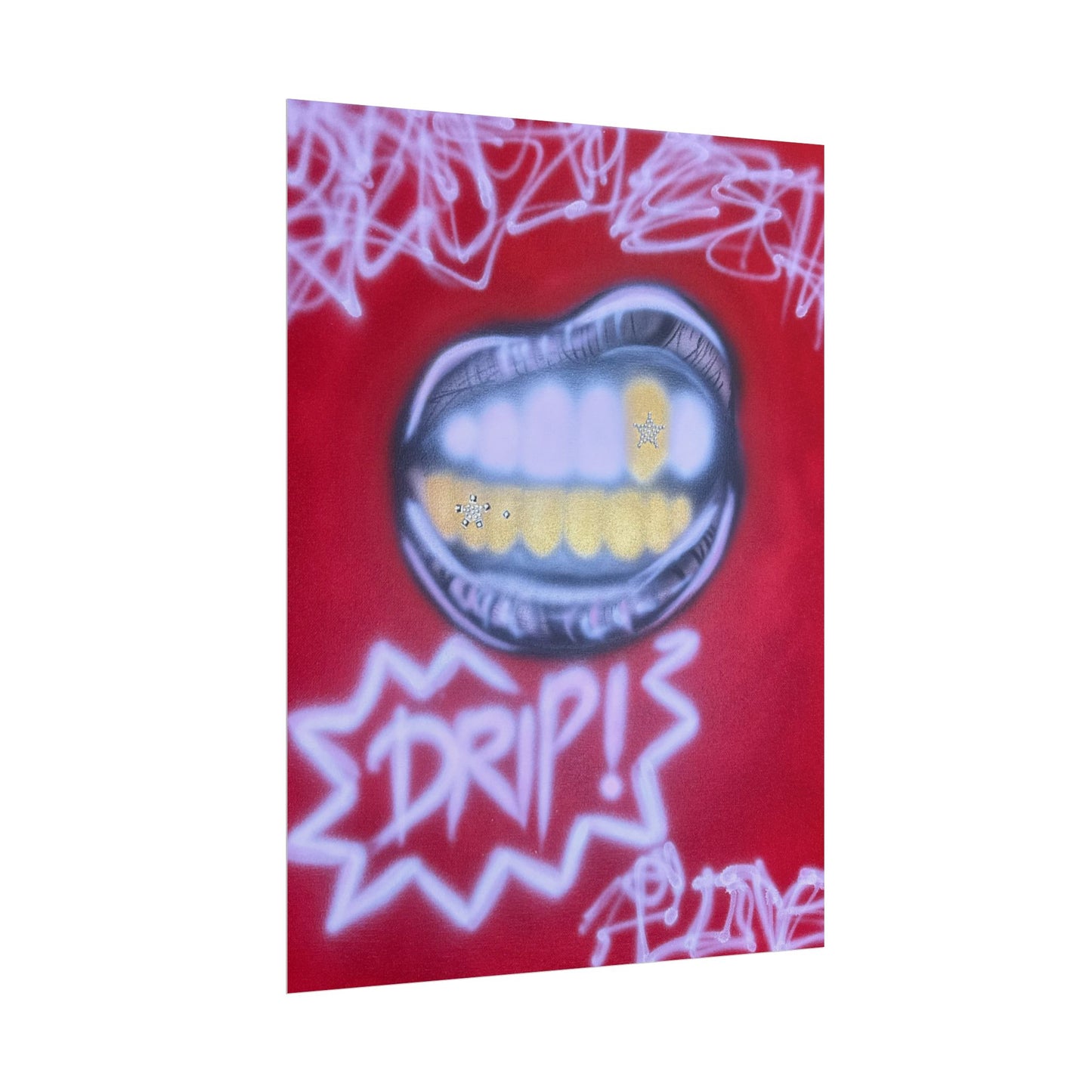 "tooth drip" airbrush rolled print