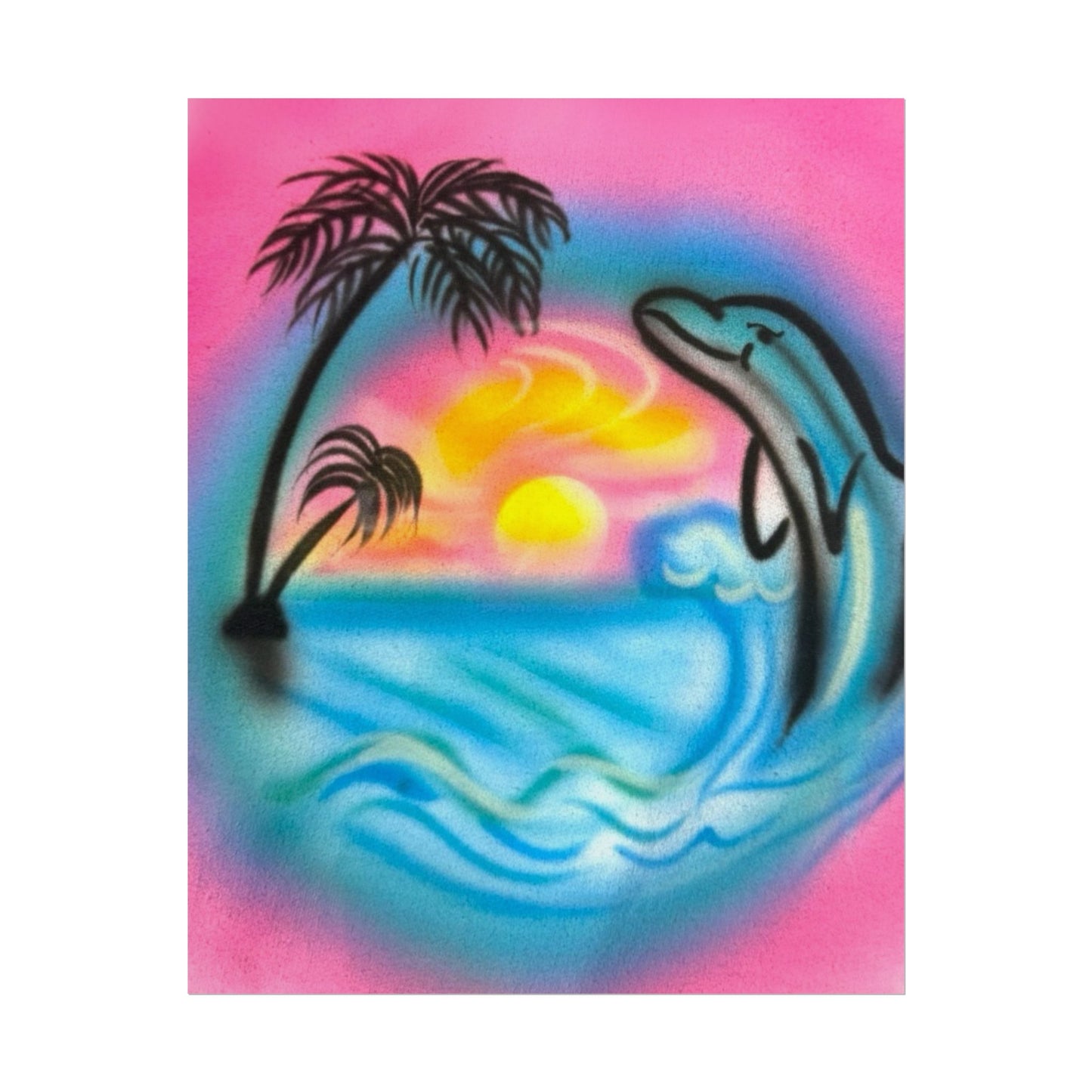 "dolphin love" airbrush rolled print