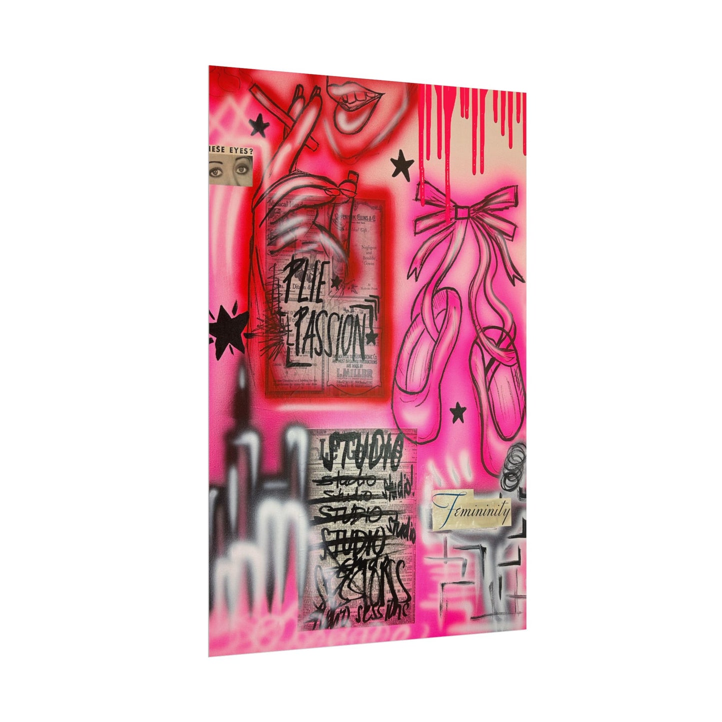 "plié passion" airbrush rolled print