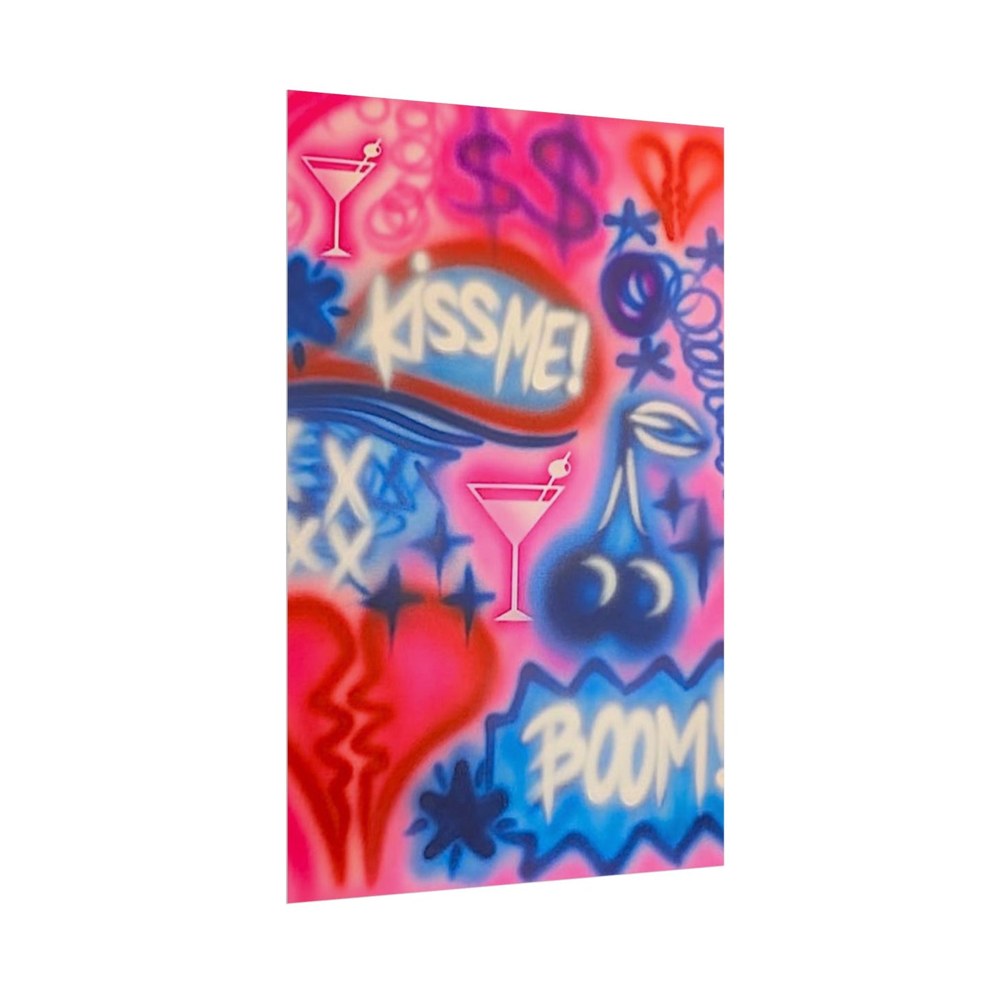 "kiss me pt. 2" airbrush rolled print