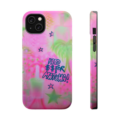 MagSafe "need $$ for matcha" airbrush iPhone case