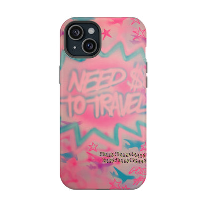 MagSafe "need $$ to travel" airbrush iPhone case