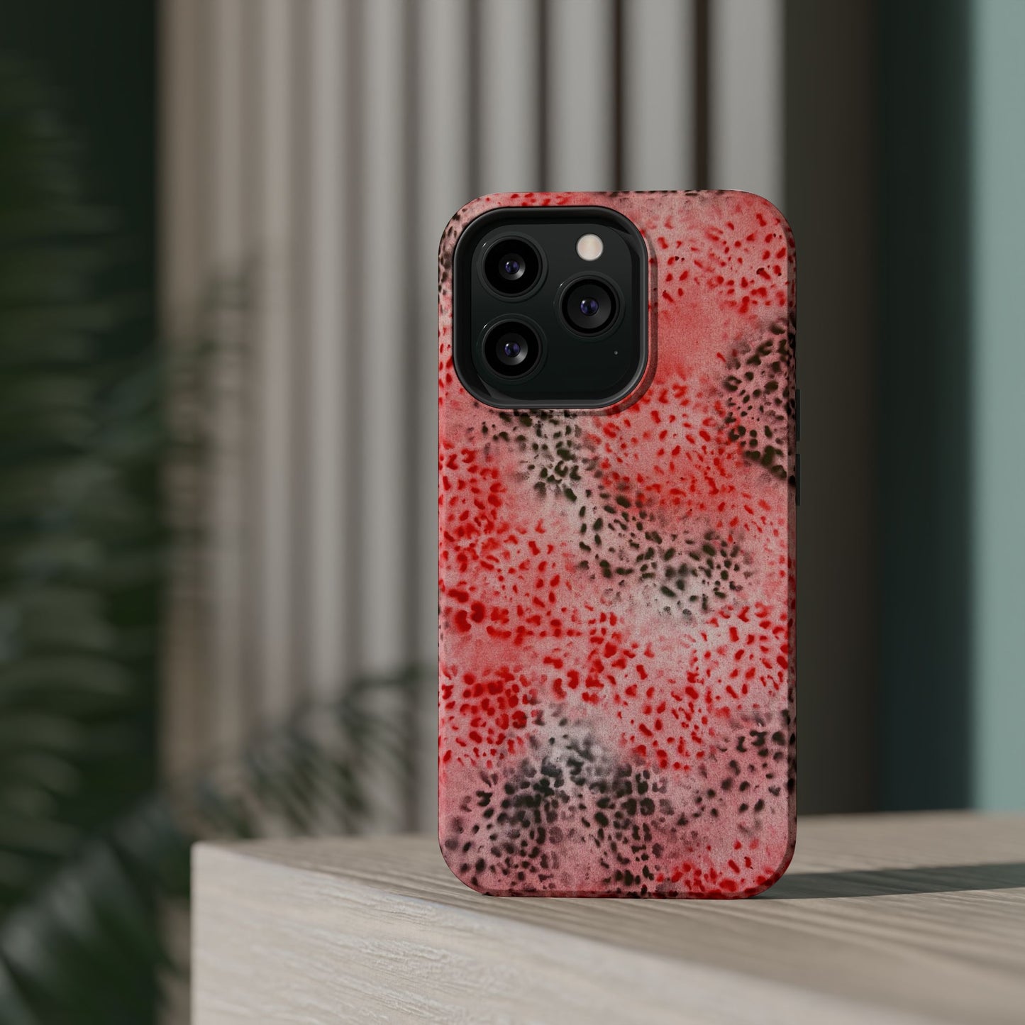 MagSafe "red cheetah" airbrush iPhone case