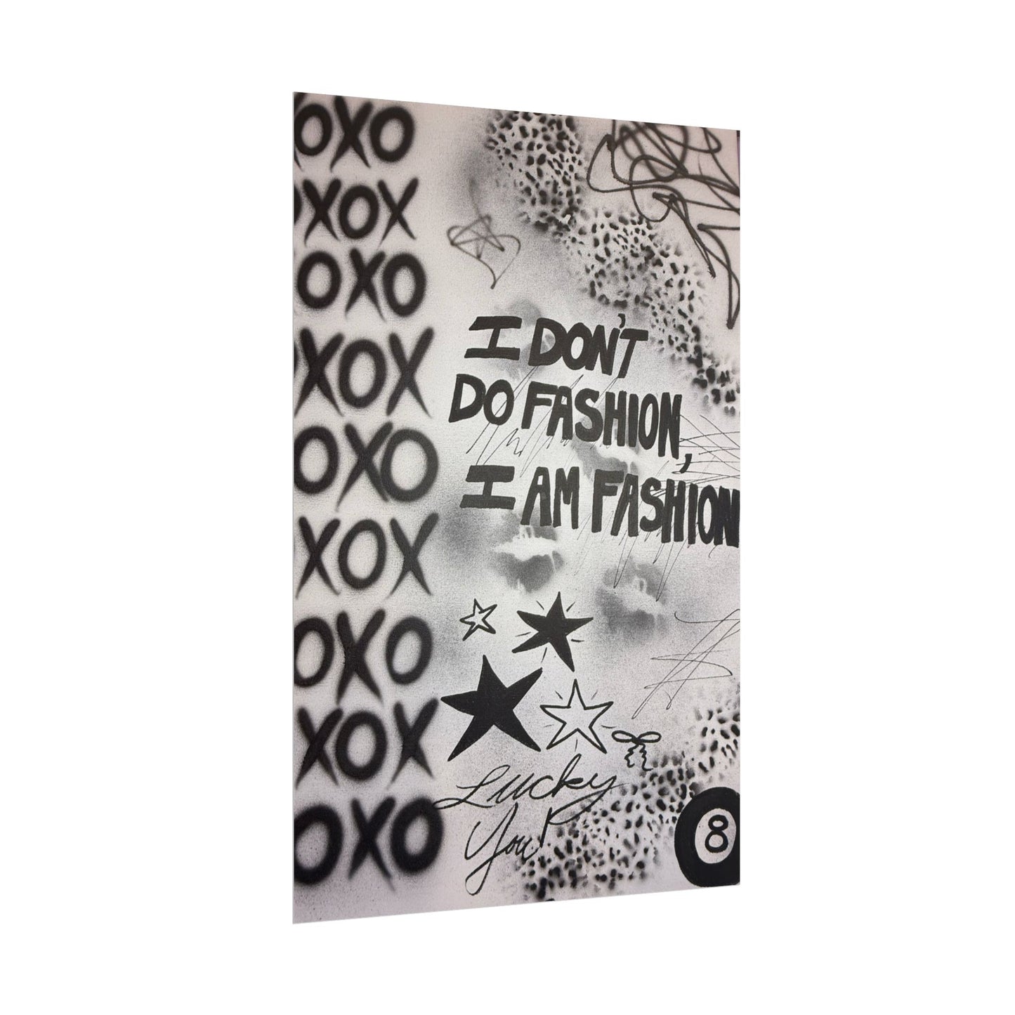 "i am fashion" airbrush rolled print