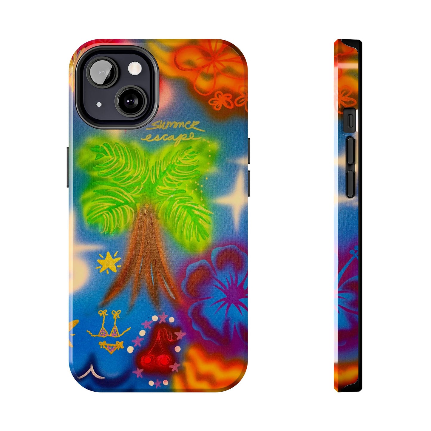 "neon blue palms" airbrush iPhone case