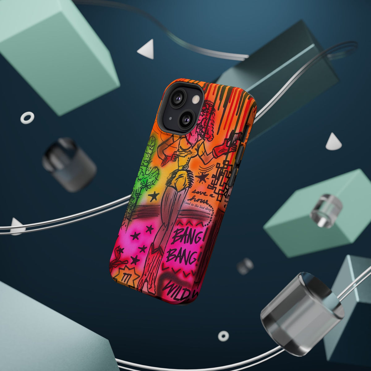 MagSafe "wild, wild west" airbrush iPhone case