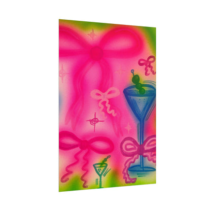 "bow martini" airbrush rolled print