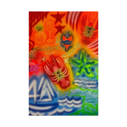 "tipsy lobster" airbrush rolled print