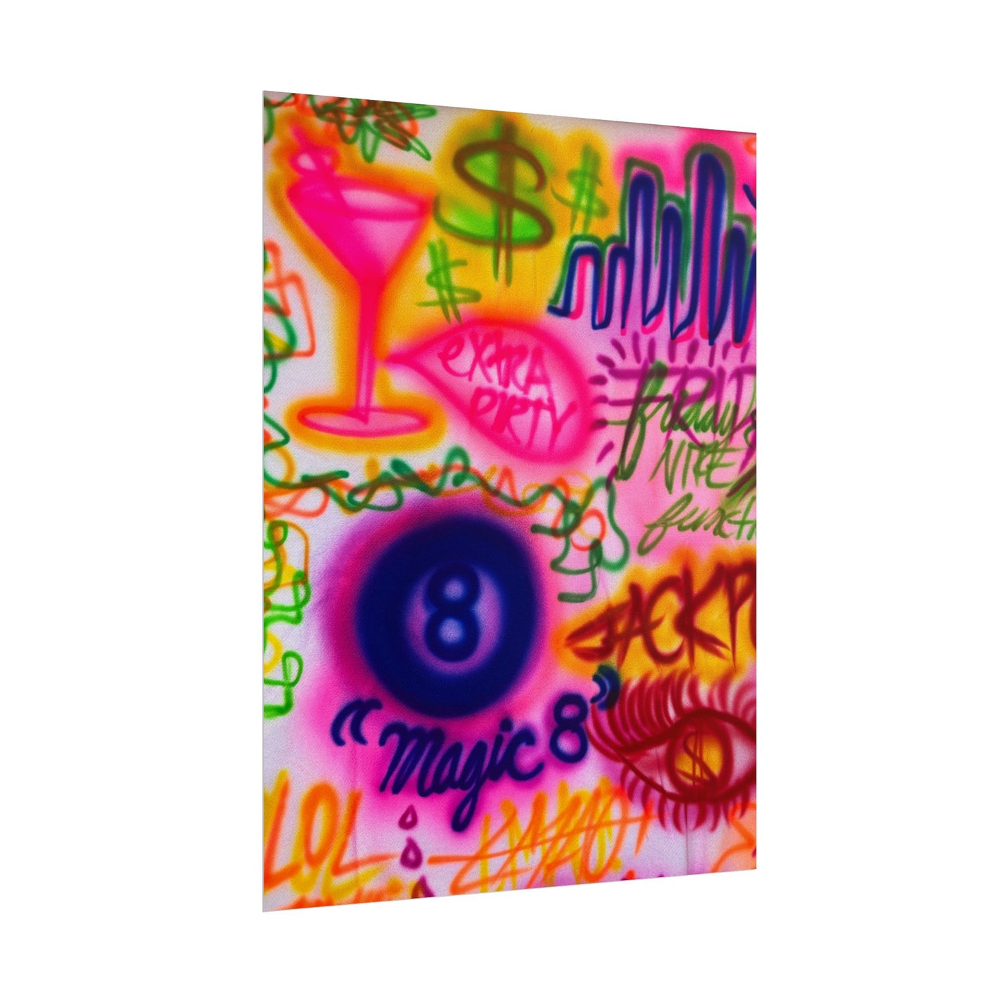 "colorful chaos" airbrush rolled print
