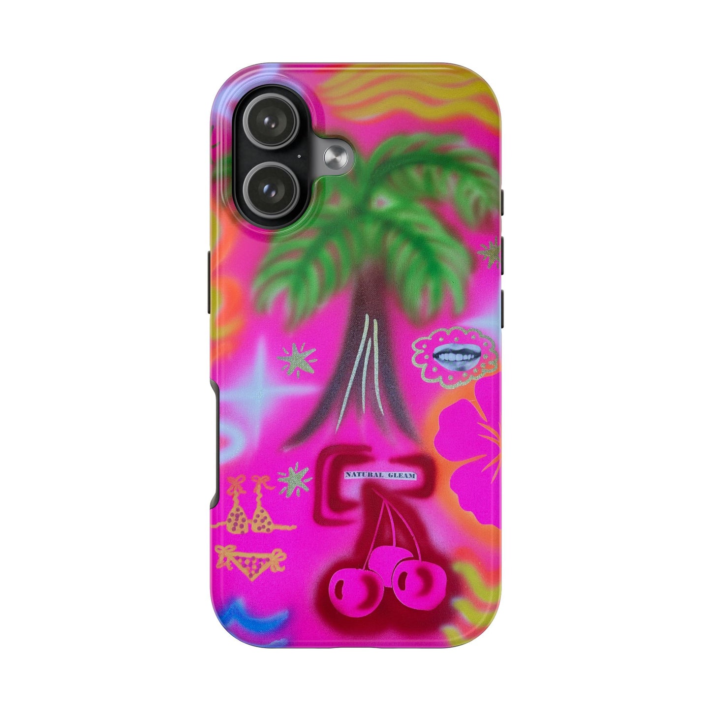 "neon pink palms" airbrush iPhone case