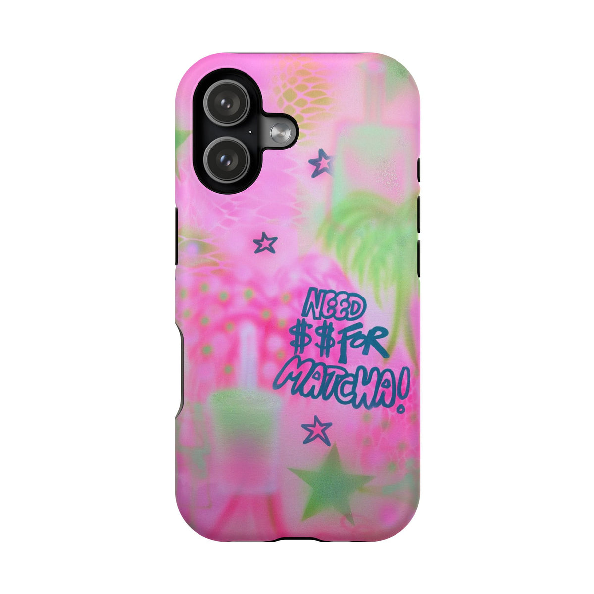 MagSafe "need $$ for matcha" airbrush iPhone case