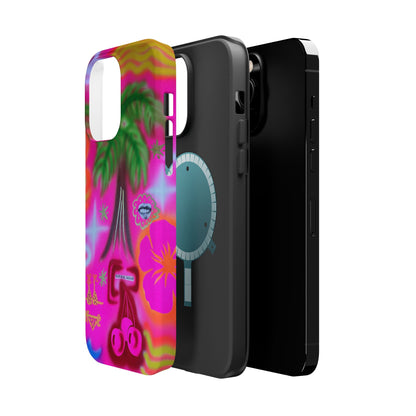 MagSafe "neon pink palms" Airbrush iPhone-Hülle