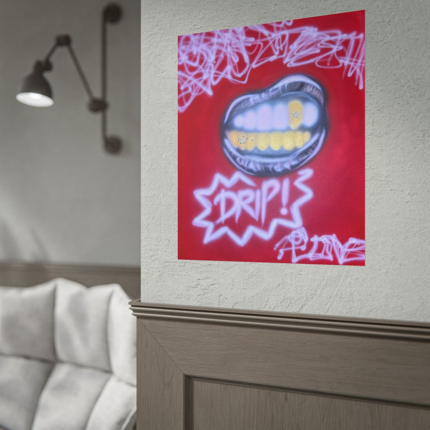 "tooth drip" airbrush rolled print