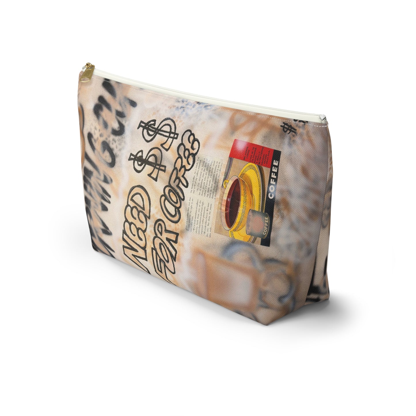 "need $$ for coffee" airbrush makeup pouch