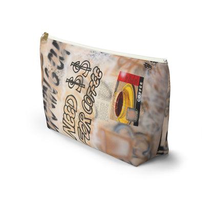 "need $$ for coffee" airbrush makeup pouch