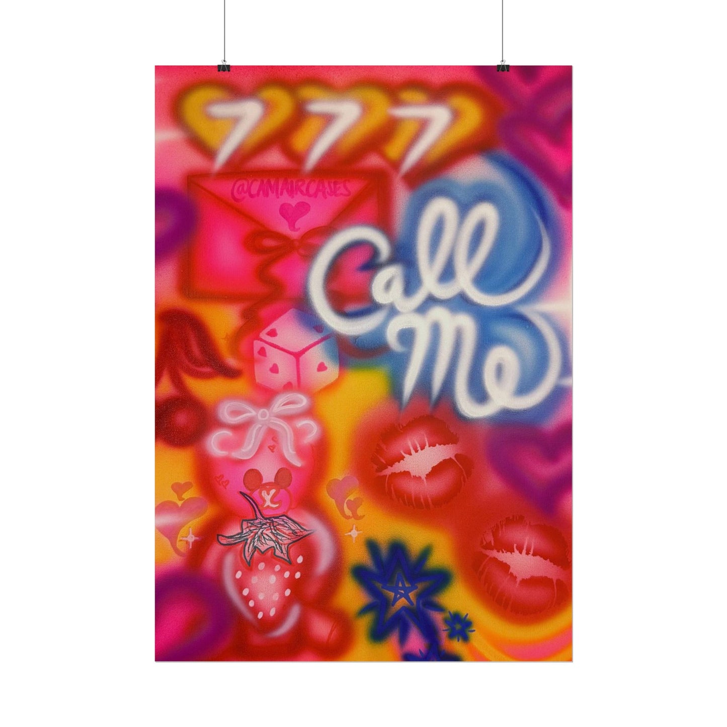 "call me!" airbrush rolled print