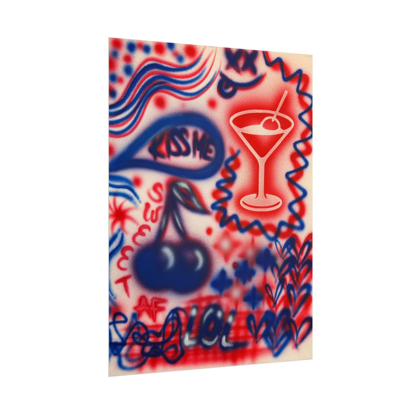 "kiss me!" airbrush rolled print