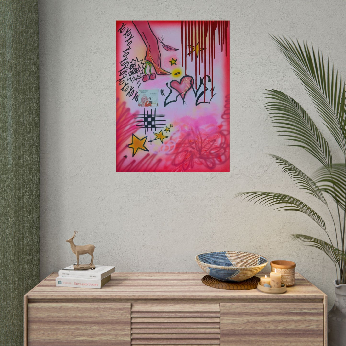 "cherry luvr" airbrush rolled print