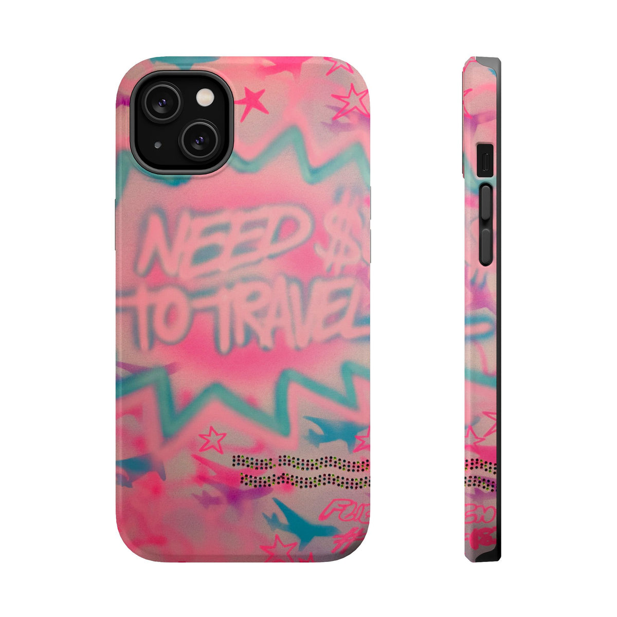 MagSafe "need $$ to travel" airbrush iPhone case