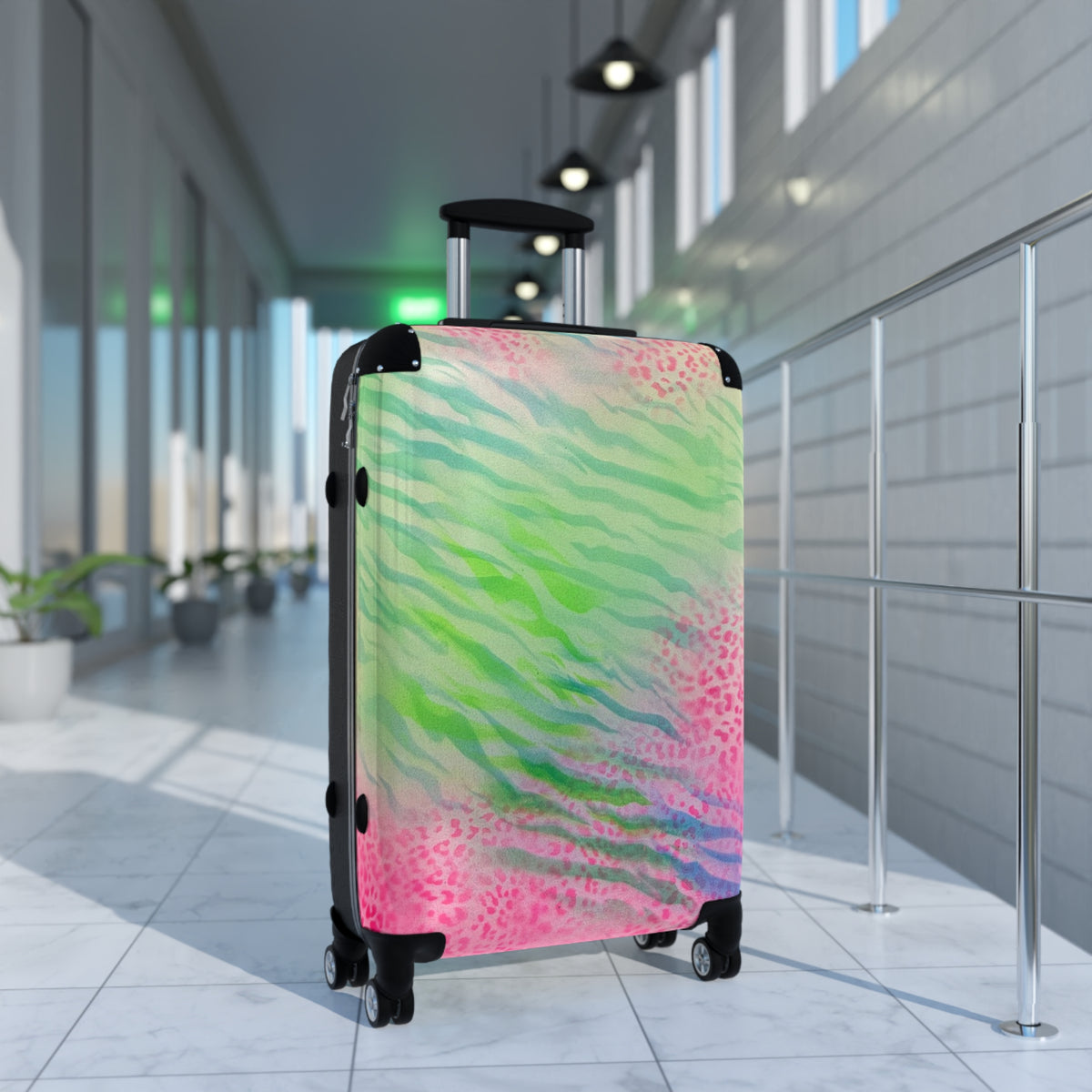 "teal cheetah" airbrush suitcase
