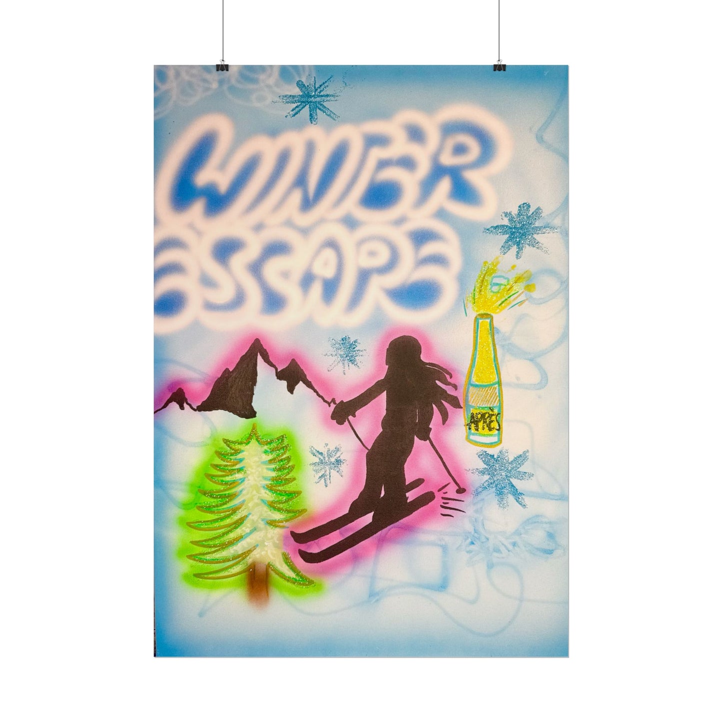 "winter escape" airbrush rolled print