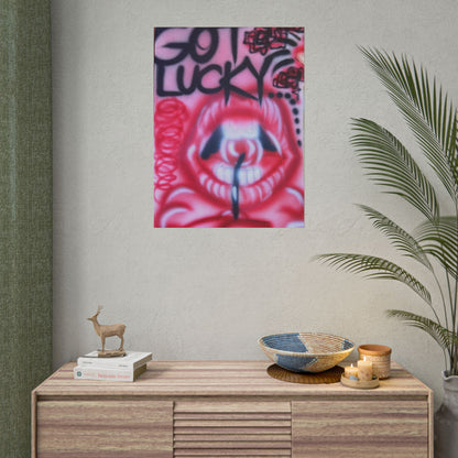 "be happy go lucky" airbrush rolled print