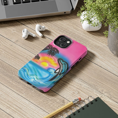 "dolphin love" airbrush iPhone case