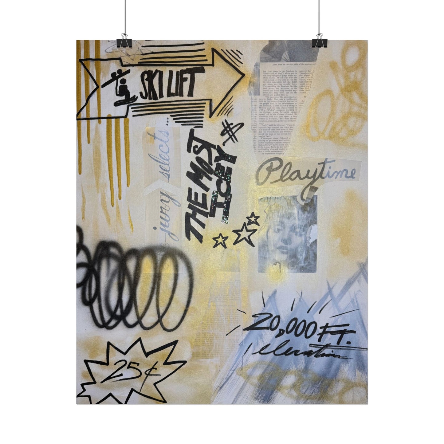"golden glacier" airbrush rolled print