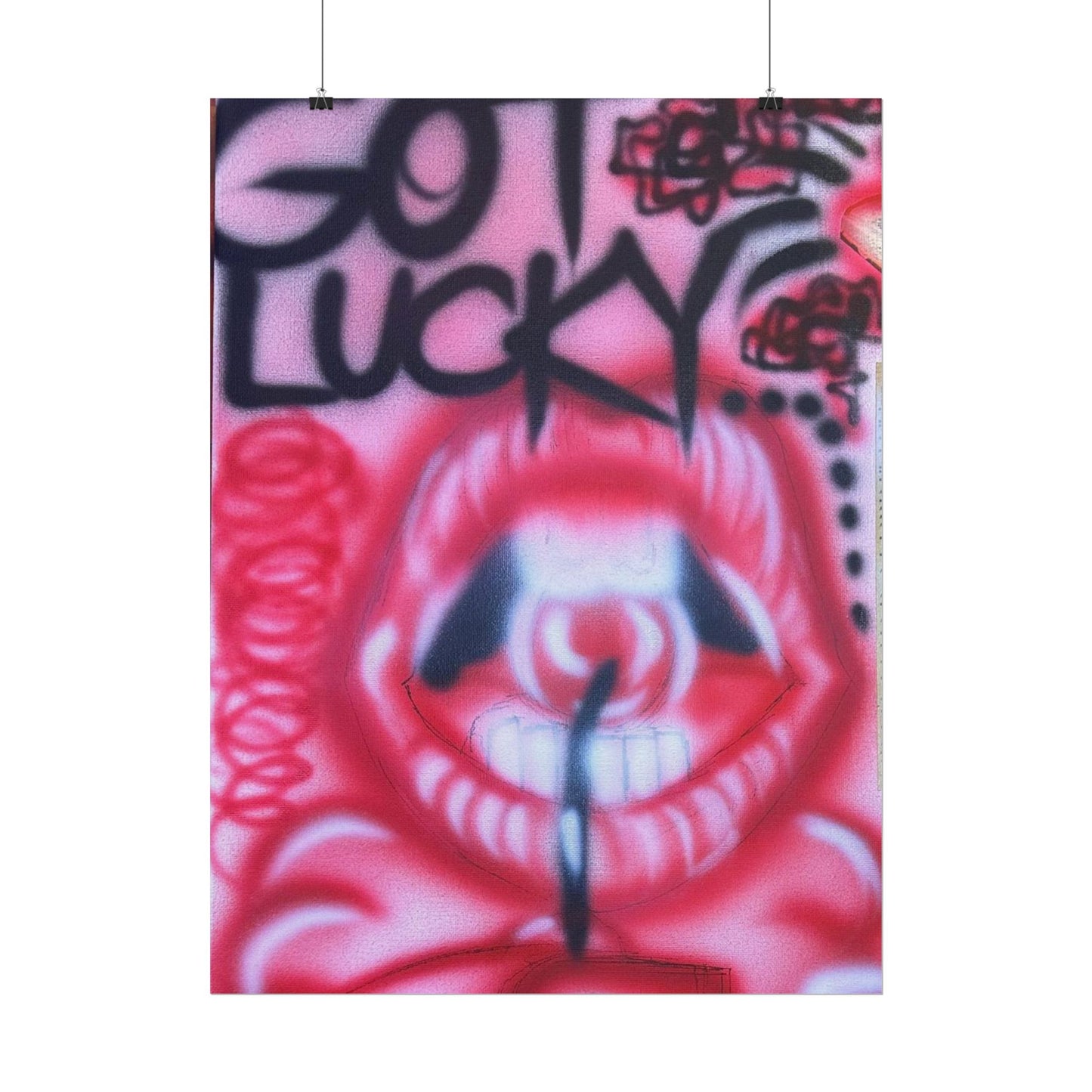 "be happy go lucky" airbrush rolled print