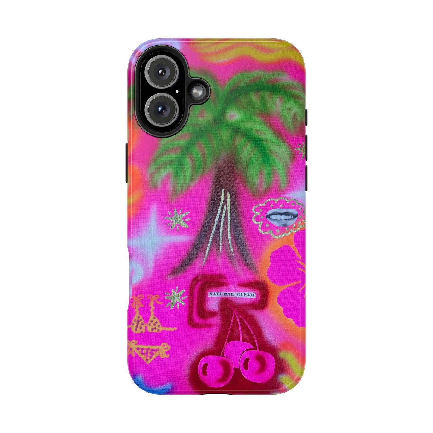 "neon pink palms" airbrush iPhone case