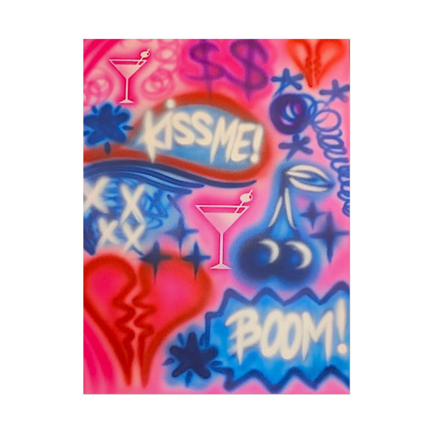 "kiss me pt. 2" airbrush rolled print