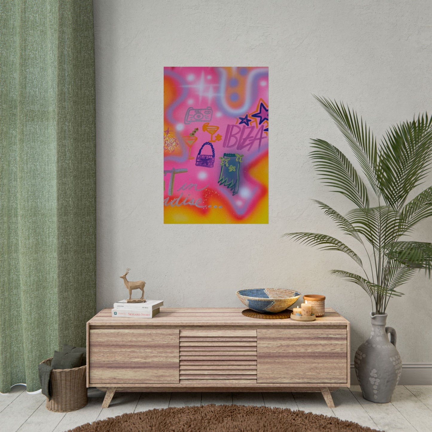 "ibiza" airbrush rolled print