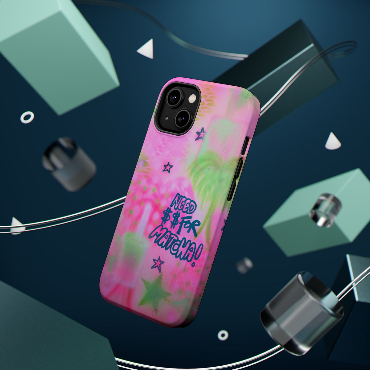 MagSafe "need $$ for matcha" airbrush iPhone case