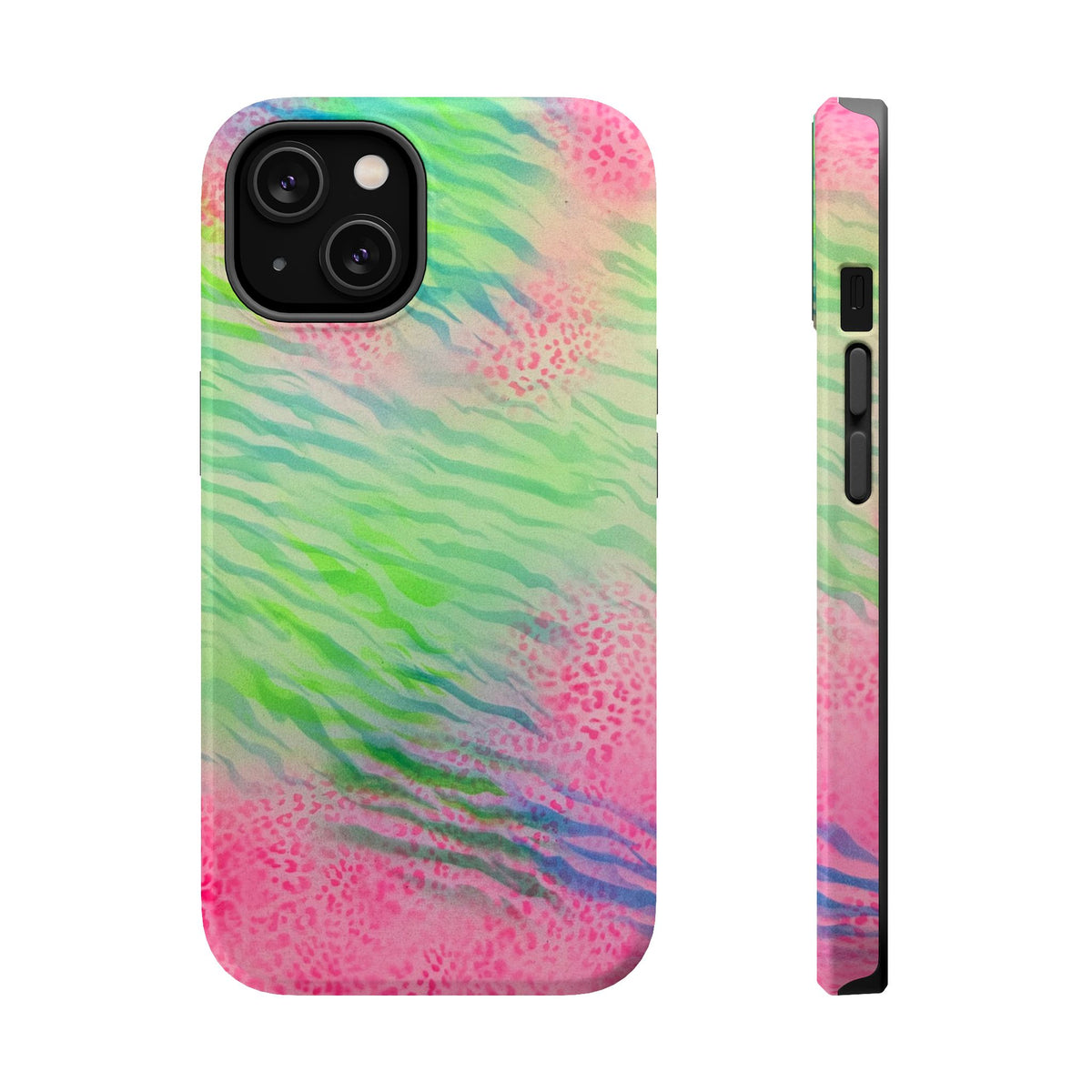 MagSafe "teal cheetah" airbrush iPhone case